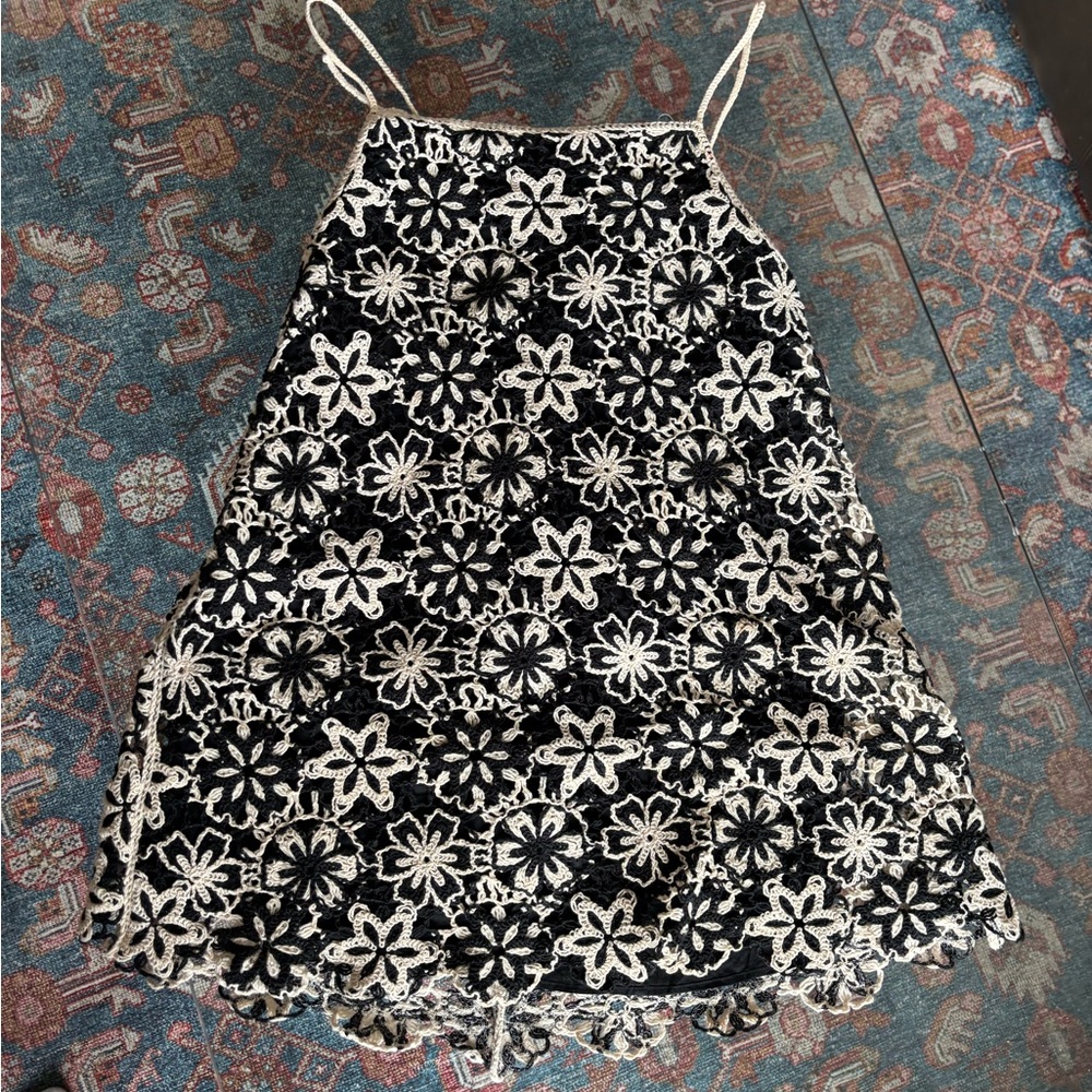 Zara Black and White Floral Mini Dress